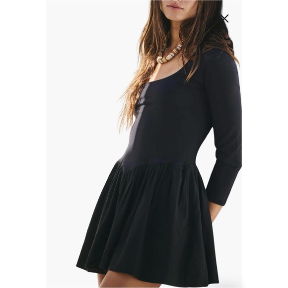 NWT Free People Free-est Onda Long Sleeve Drop Waist Mini Dress - Picture 3 of 13